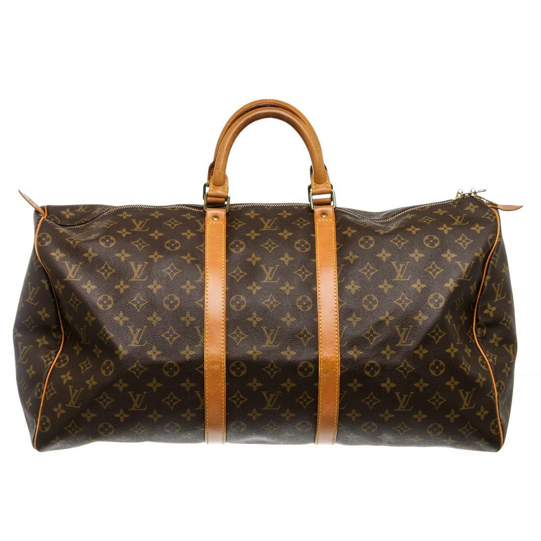Louis Vuitton Monogram Canvas Leather Keepall 55 cm (1 of 6)