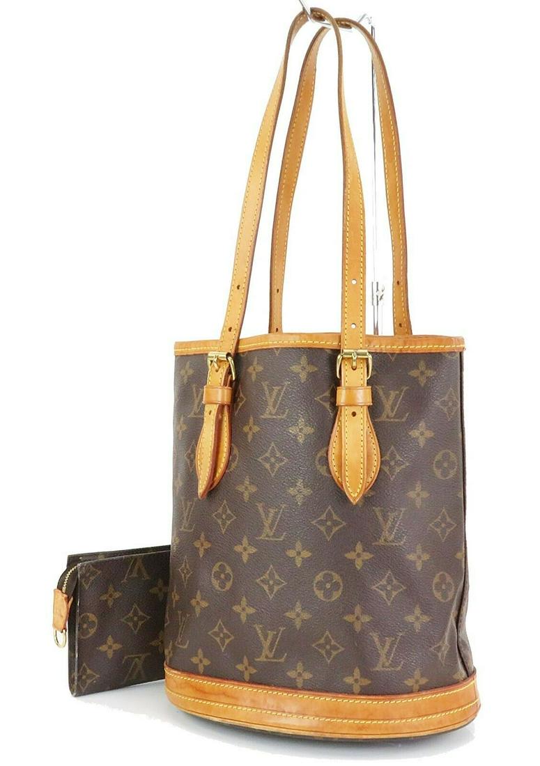 LOUIS VUITTON Petit Bucket Monogram Shoulder Bag Purse (1 of 11)