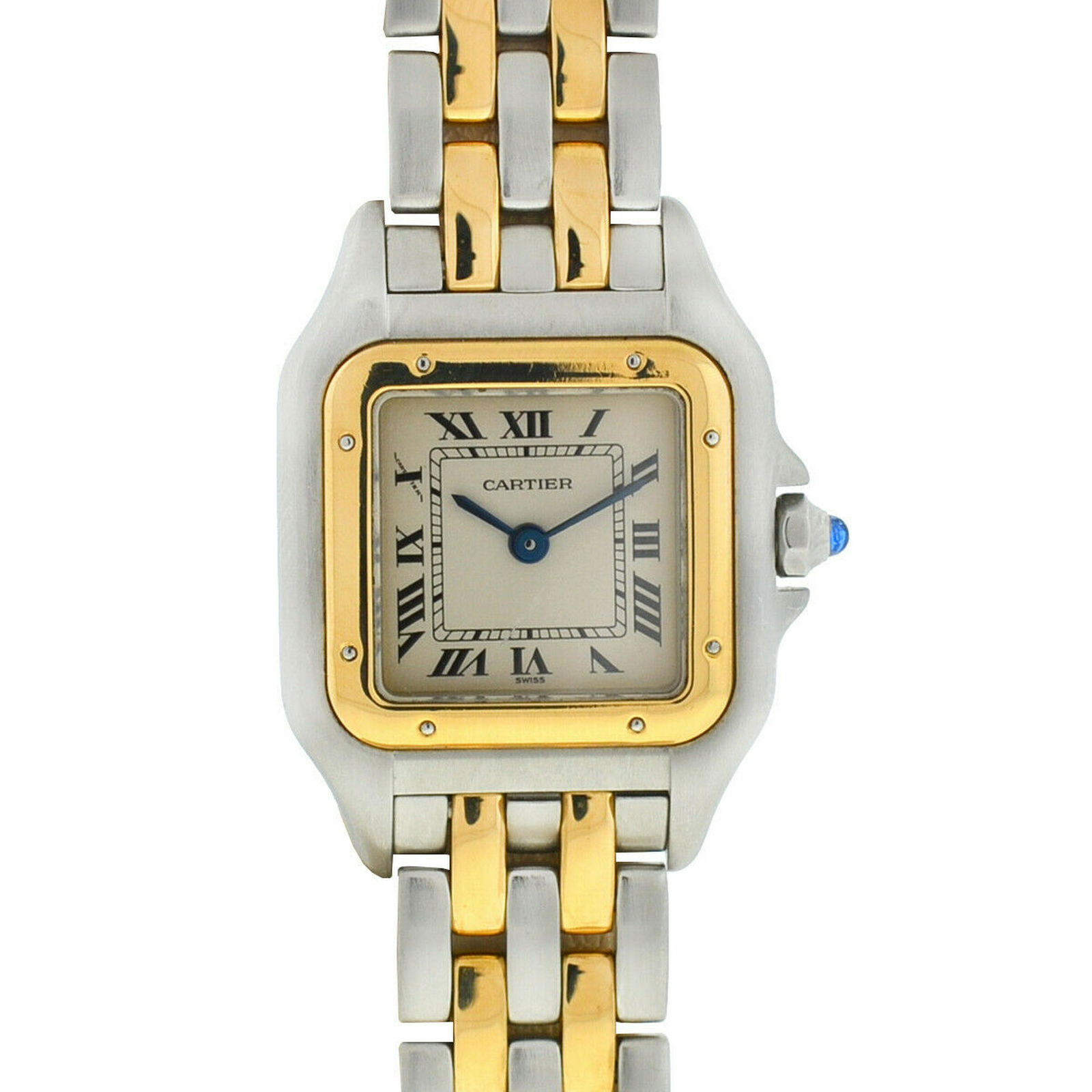 Cartier Quartz Ladies Watch: Brand: Cartier Style: Cartier 1120 Panthere Two Tone Quartz Ladies Watch Description: Cartier 1120 Panthere Two Tone Quartz Ladies Watch. Scratch Resistant Sapphire . White - Roman Numerals . Measurem