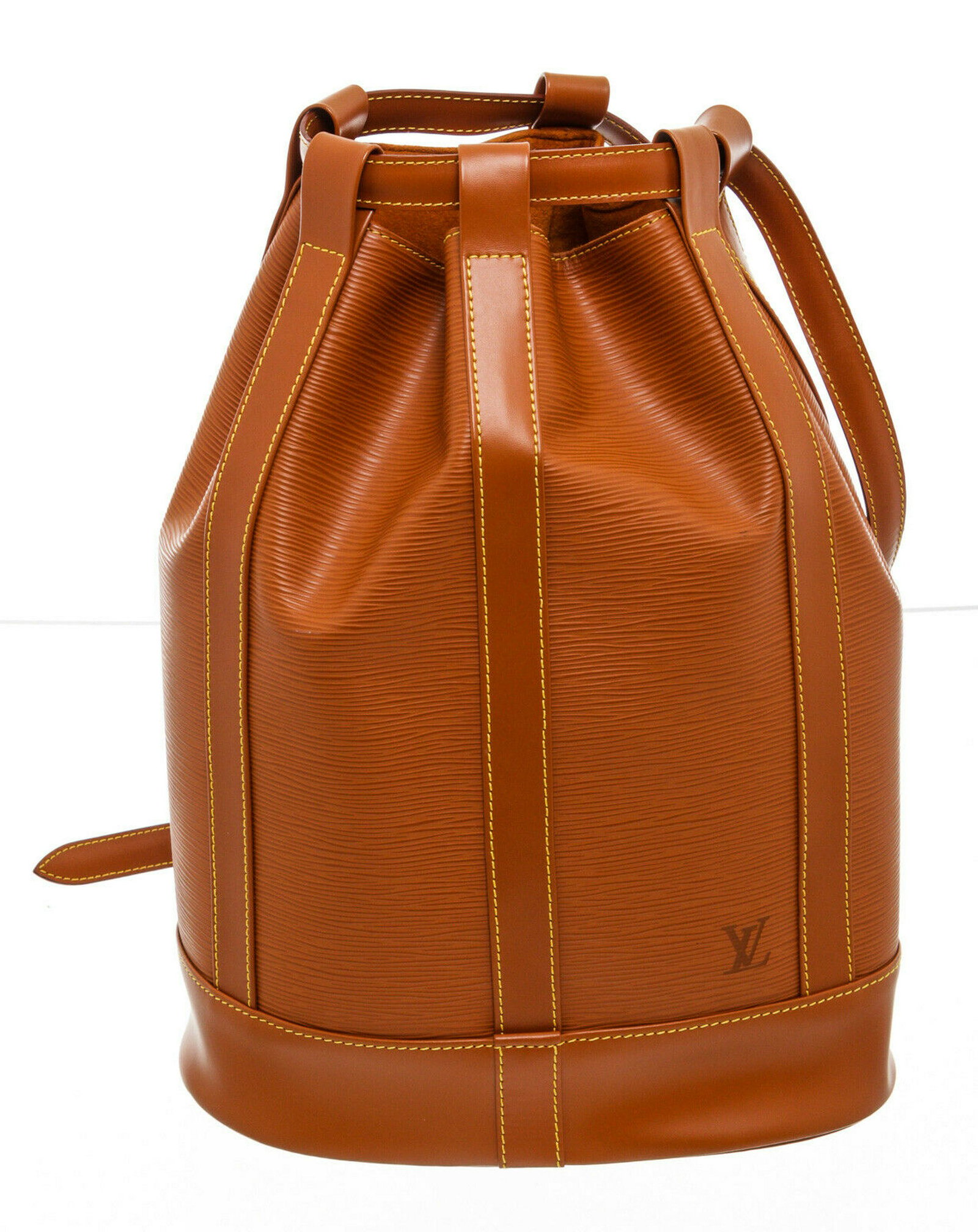 Louis Vuitton Leather Backpack: Brand: Louis Vuitton Style: Siena Brown Epi Leather Randonnee GM Backpack Bag Dimensions: 16"x7"x18"x Strap Length:30" Description: Siena Brown Epi leather Louis Vuitton Randonnee Backpack GM with bra