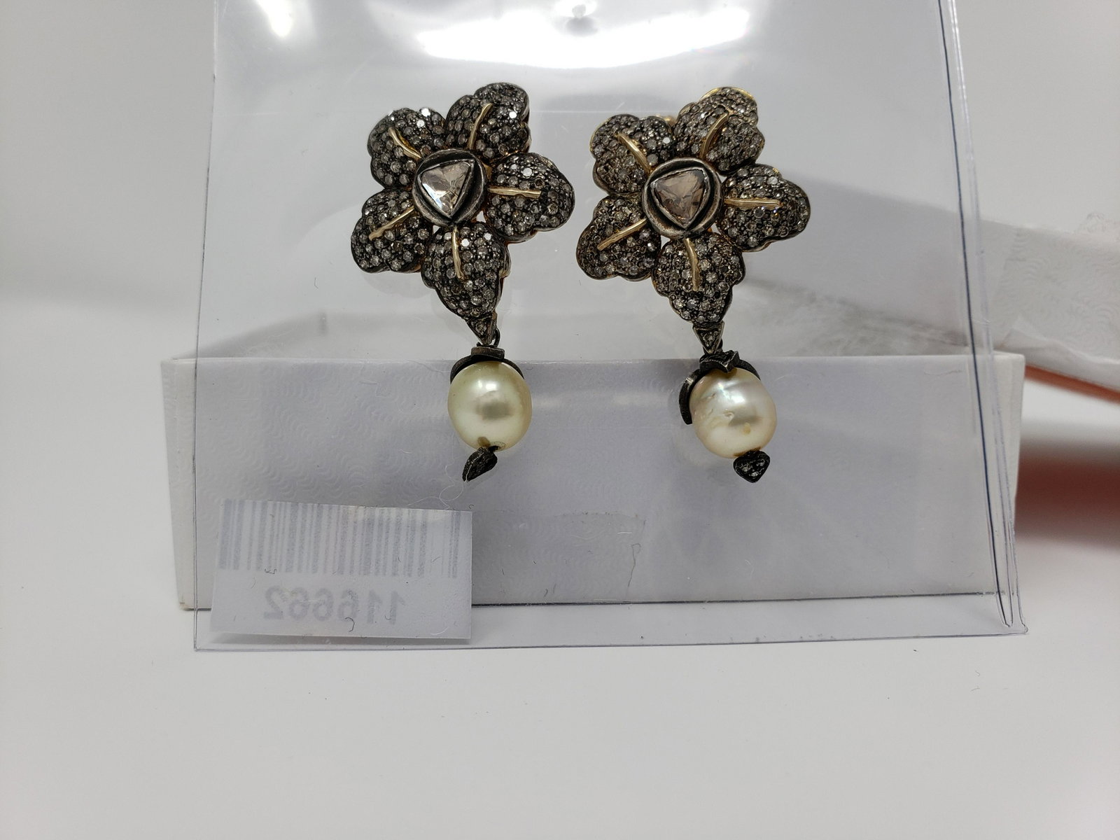 Vintage Diamond Earrings: Era: Victorian Style Model: Diamond Earrings Metal: 18k yellow gold/sterling silver Weight: 7.5dwt/11.66g Stones: 2 center stones/0.80cts 310 diamonds/1.60cts 2 pearls = 7.8mm Total Stone Weight 2.40c