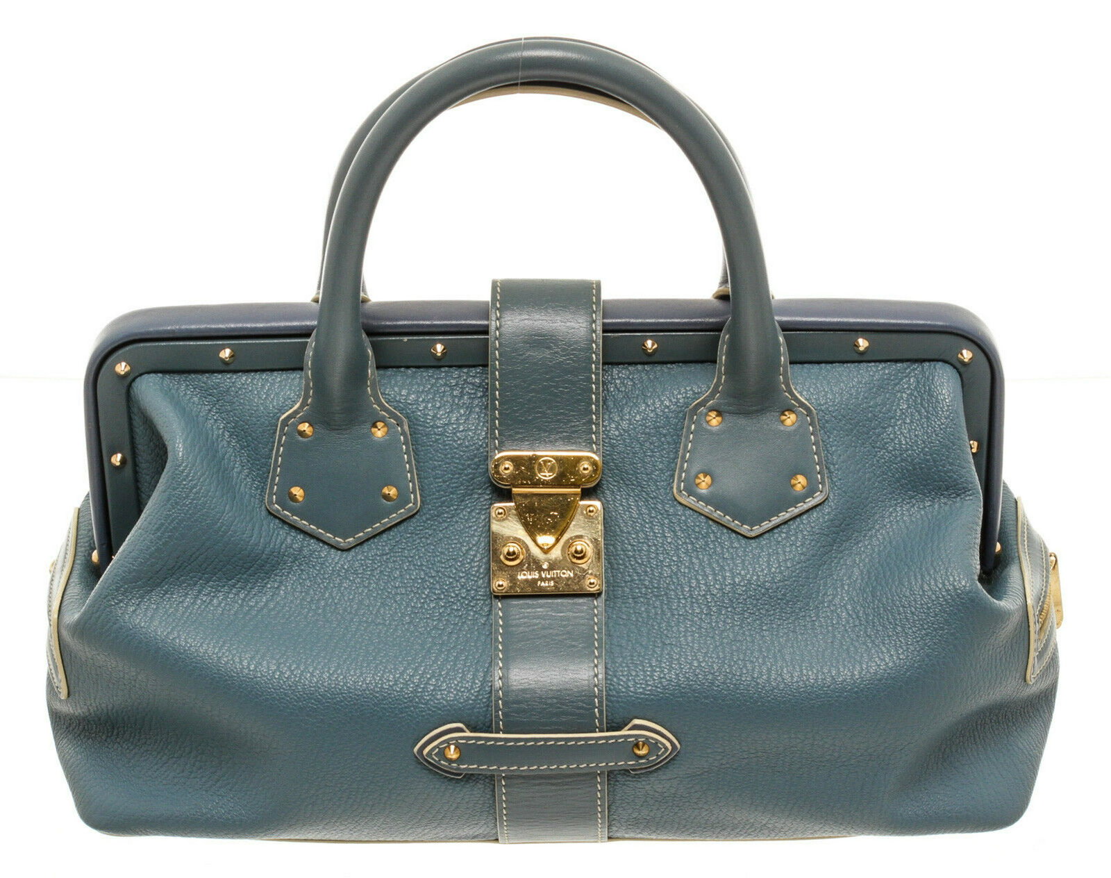 Louis Vuitton Leather Tote Bag: Brand: Louis Vuitton Style: Blue Suhali L'ingenieux PM Tote Bag Dimensions: 13.5"x5.5"x8.5" Handle Drop:4" Description: Blue Suhali leather Louis Vuitton L'Ingenieux PM with brass hardware, dual rolle