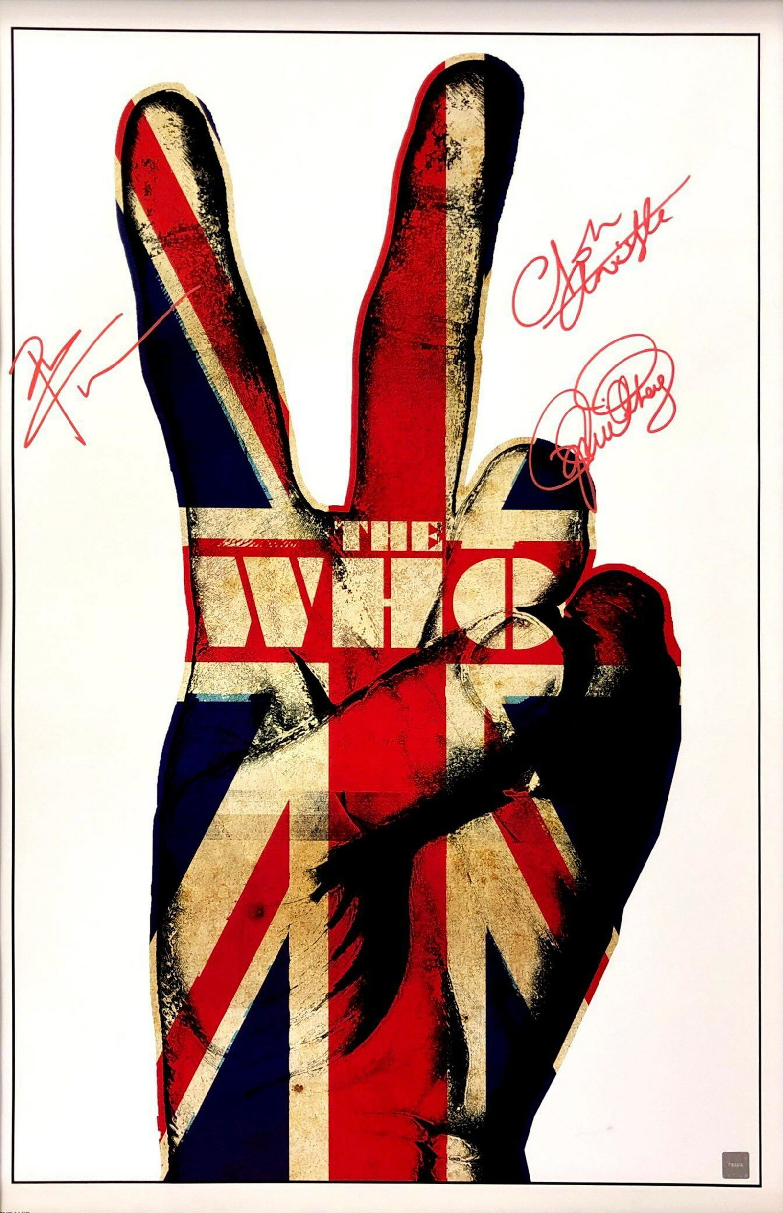 The Who, Hand Peace Poster: Signed by Roger Daltrey, Pete Townshend, John Entwistle