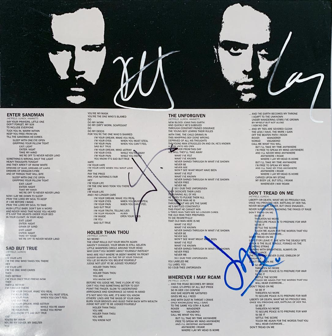 "METALLICA" Signed "Black Album" Album Insert (1 of 4)
