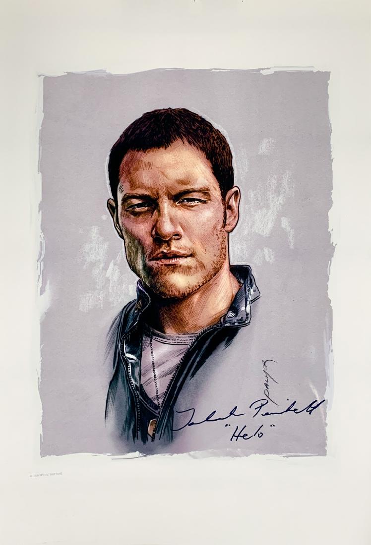 "BATTLESTAR" GALACTICA" Tahmoh Penikett Signed: From the mega-hit SyFy Network series "Battlestar Galactica" (2004-2009), this is a hand-signed lithograph by artist Jason Palmer featuring 'Karl "Helo" Agathon' signed by star Tahmoh Penikett. Also a