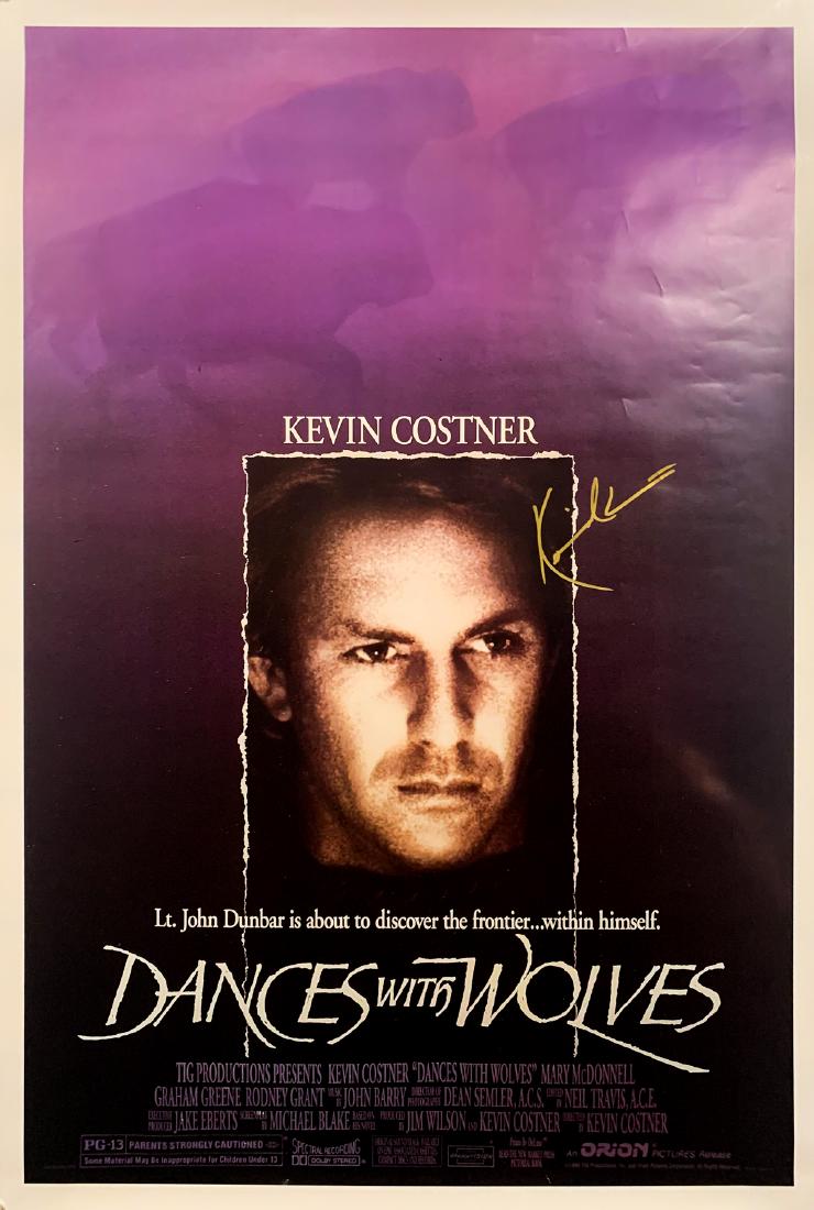 "DANCES WITH WOLVES" Kevin Costner Signed Movie Poster (1 of 2)