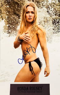 "MMA" Rhonda Rousey Signed TOPLESS 11x14 Photo: 12x MMA (Mixed Martial Arts) Champ Ronda Rousey in-person signed gorgeous, Topless 11" x 16" modeling poster on the beach. Wow!!