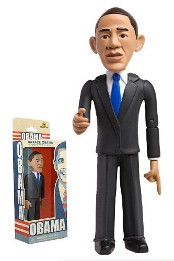 BARACK OBAMA x Shepard Fairey x Jailbreak Toys Action: Jailbreak Toys 2008 'Barack Obama' Action Figure. 6 The Obama Action Figure is 6" tall. He has eight points of articulation. Packaged in a window box with original Obama-inspired art released in coord