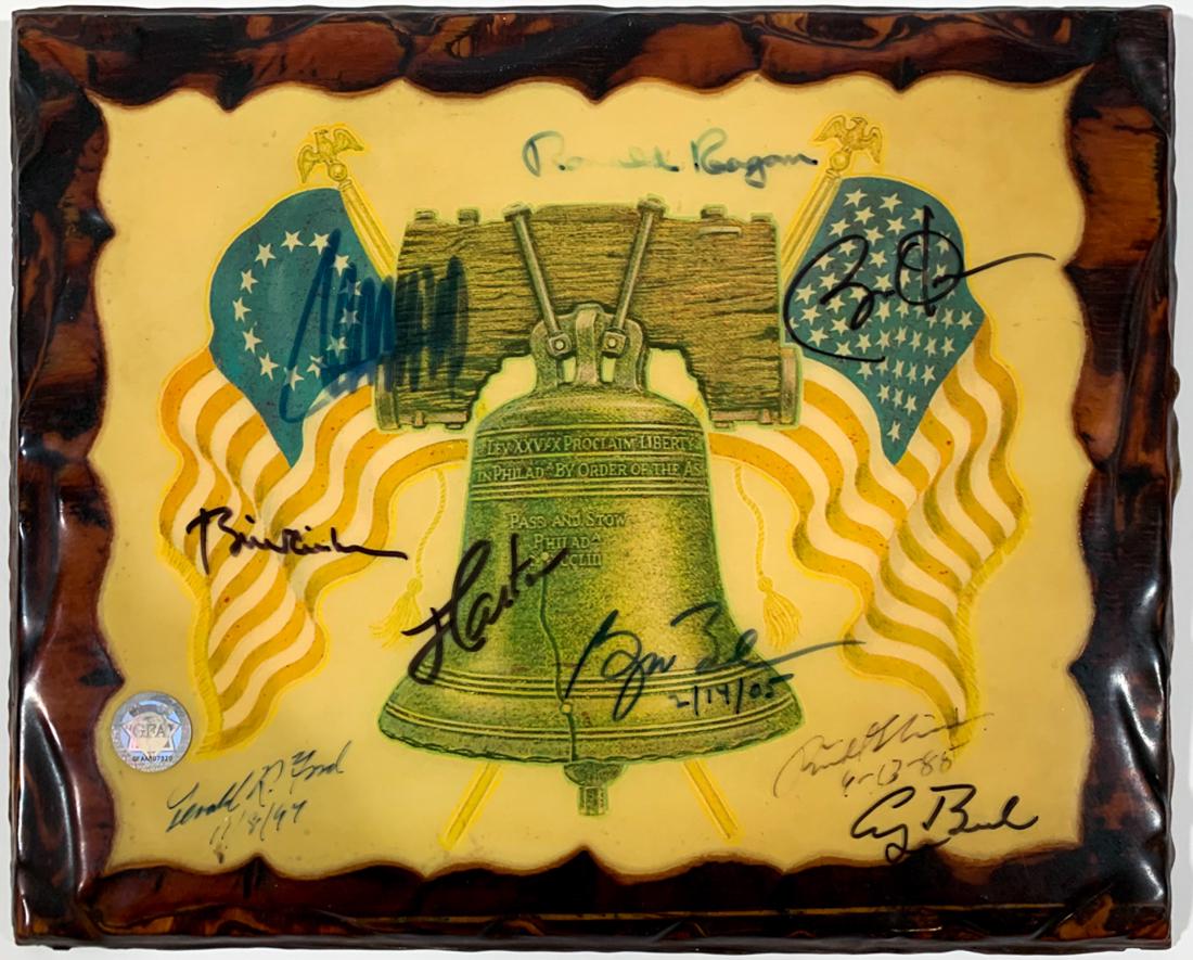 "US PRESIDENTS' 9 Presidents Signed Liberty Bell Plaque (1 of 15)