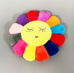 TAKASHI MURAKAMI Kaikai Kiki Plush: 'Kaikai Kiki' by Takashi Murakami (after), 2017 12 Inches Collectible colorway 12" plush sunflower pillow in the style of Kaikai Kiki (replica). ABOUT THE ARTIST Takashi Murakami was born in 1