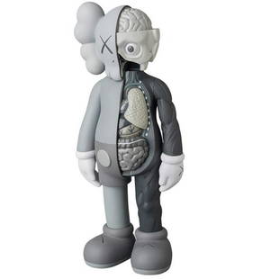 KAWS 'Flayed Companion' (grey) Collectible Vinyl Figure: 'Flayed Companion' (grey) by KAWS, 2017 Open Edition Collectible Vinyl Figure in Original Packaging with Hologram decal. 11 Inches Vinyl, paint. ABOUT THE ARTIST KAWS was born