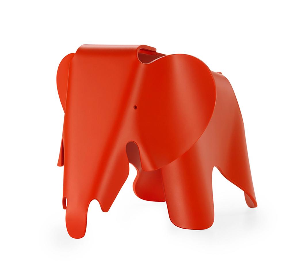 CHARLES/RAY EAMES 'Eames Elephant' (red): 'Eames Elephant' (red) by Charles and Ray Eames, 2017 Based on iconic design team's famous plywood Elephant from 1945. 8.25 x 8 x 15.5 Inches Dyed-through polypropylene, matt finish. Made in Germany b