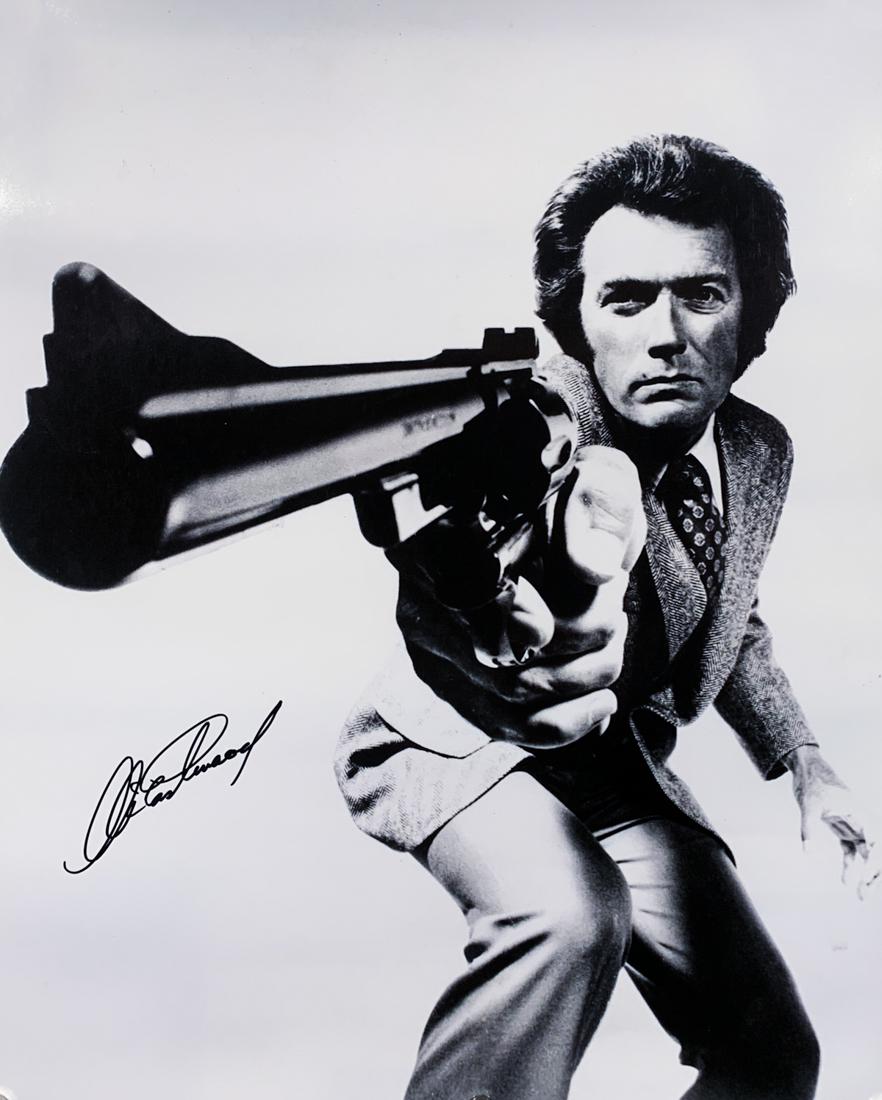 "DIRTY HARRY" Clint Eastwood Signed 16x20 Photo: Classic!! 100% In-Person signed large 16x20 b/w photo as 'Det. Harry Callahan' from "Dirty Harry" by Hollywood icon Clint Eastwood. Great piece!!