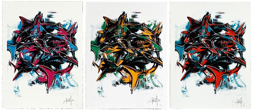 DAVE KINSEY 'Sustain' Series Giclee SET: 'Awareness, Perseverance and Preservation' by Dave Kinsey, 2012 Sustain Series matching number SET, collaboration with Pangeaseed. 12 x 16 Inches each. Fine art giclee prints on Italian cold-press wat