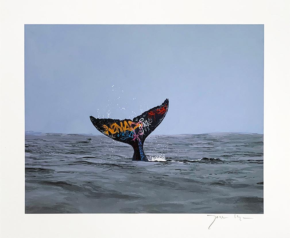 JOSH KEYES 'Descent' Giclee Print: 'Descent' by Josh Keyes, 2016 10 x 12 Inches Giclee print on 300gsm 100% fine art cotton rag. Open, timed release sequence #0366. Signed by the artist with COA. ARTIST BIO