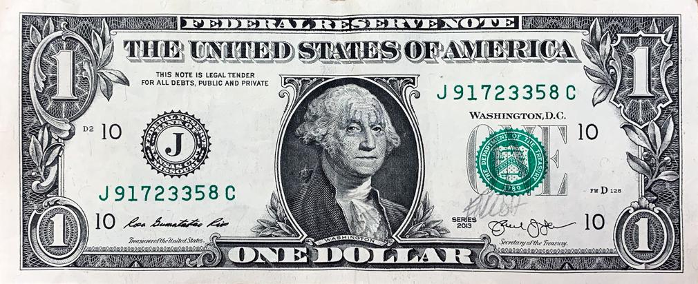 RON ENGLISH Hand-Drawn and Signed Dollar Bill (1 of 5)