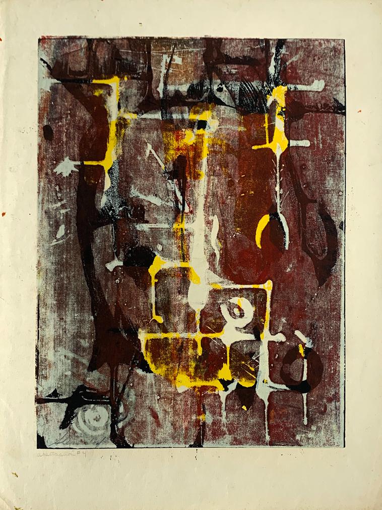 STANLEY BATE 'Abstraction #4' Vintage Monotype Print (1 of 6)