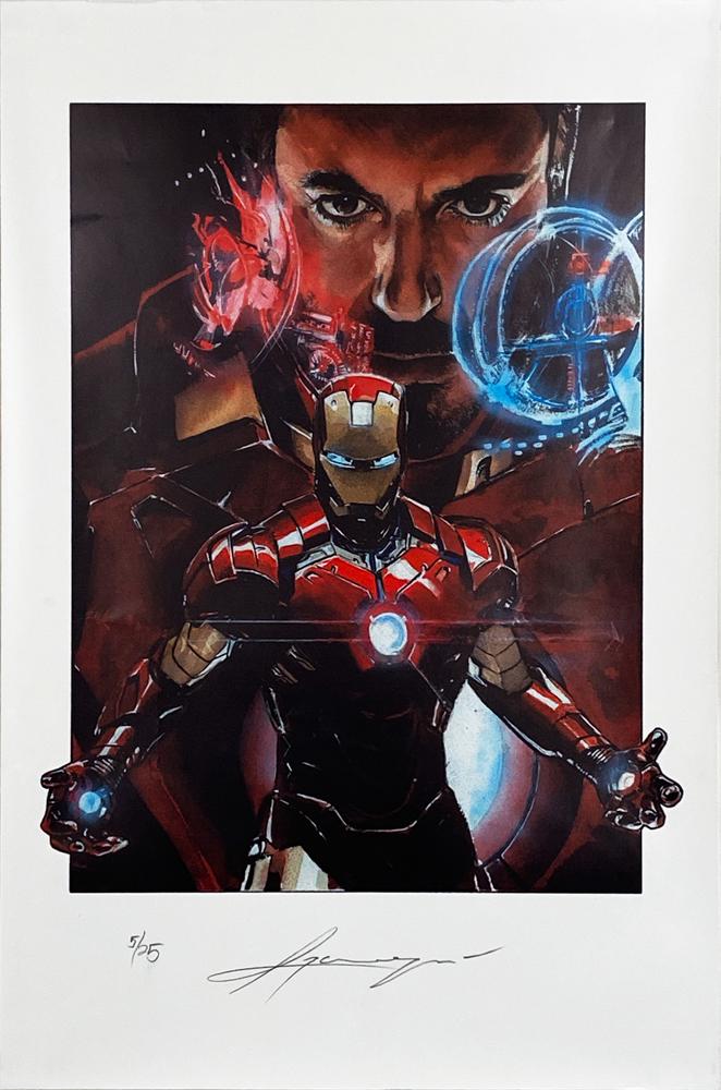 DANIEL AZCONEGUI 'Iron Man' Lithograph Print: 'Iron Man' by Daniel Azcónegui, 2018 16 x 24 Inches Lithograph print on 220gsm smooth fine art paper. Limited Edition of 25 (#5/25) Signed and numbered by the artist with signed COA.
