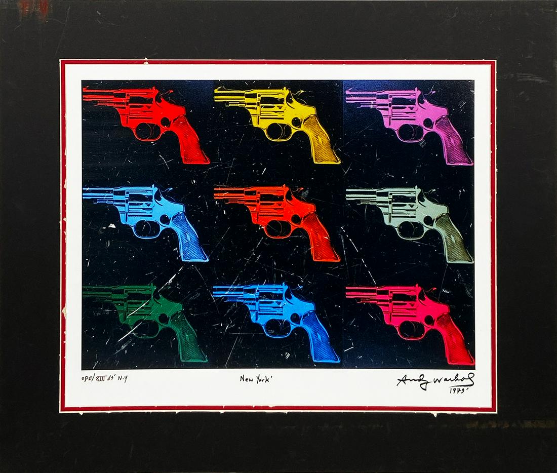 ANDY WARHOL 'Guns 01' Lithograph Print (matted-DMG) (1 of 8)