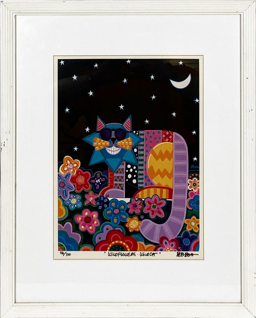 BOB BONN 'Wildflowers Wildcat' Framed Lithograph Print (1 of 8)