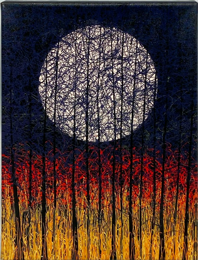 DANIEL LAGER 'Harvest Moon' Wrapped Canvas: 'Harvest Moon' by Daniel Lager 12 x 16 x 1.5 Inches Gallery wrapped giclee image on canvas. Stretched on boards. Non-editioned multiple. ARTIST STATEMENT "Residing in