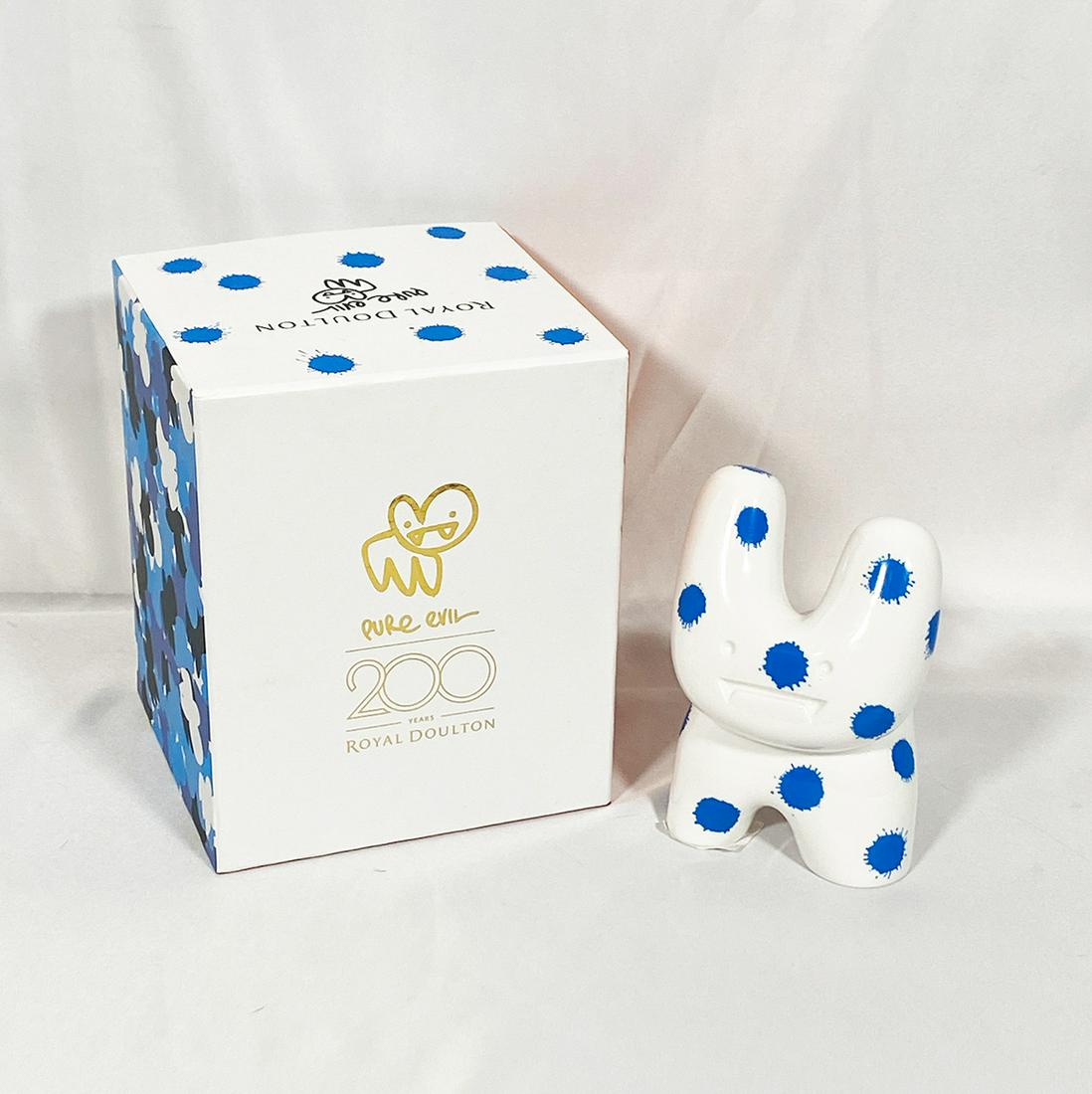 PURE EVIL x Royal Dalton 'Evil Bunny' Collectible: 'Touch Me, I'm Sick' by Pure Evil, 2015 Collab. with fine ceramic company Royal Dalton celebrating their 200 Year Anniversary. 5 x 3.5 x 5 Inches Collectible ceramic Evil Bunny figurine based on the a