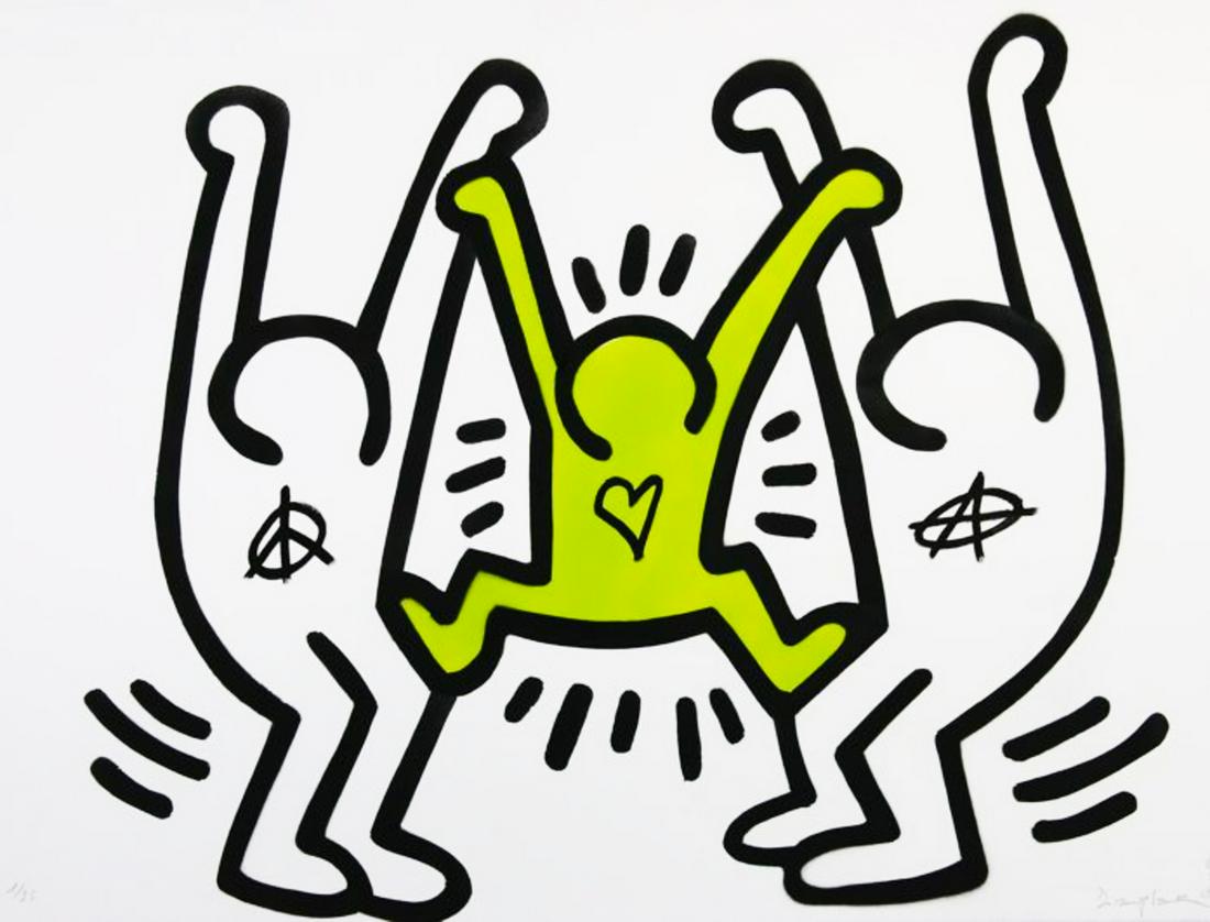 ZIEGLER T 'My Kid Ruined my Keith Haring' (green): **HELP STOP THE SPREAD OF COVID-19** 25% of Auction Proceeds will go to