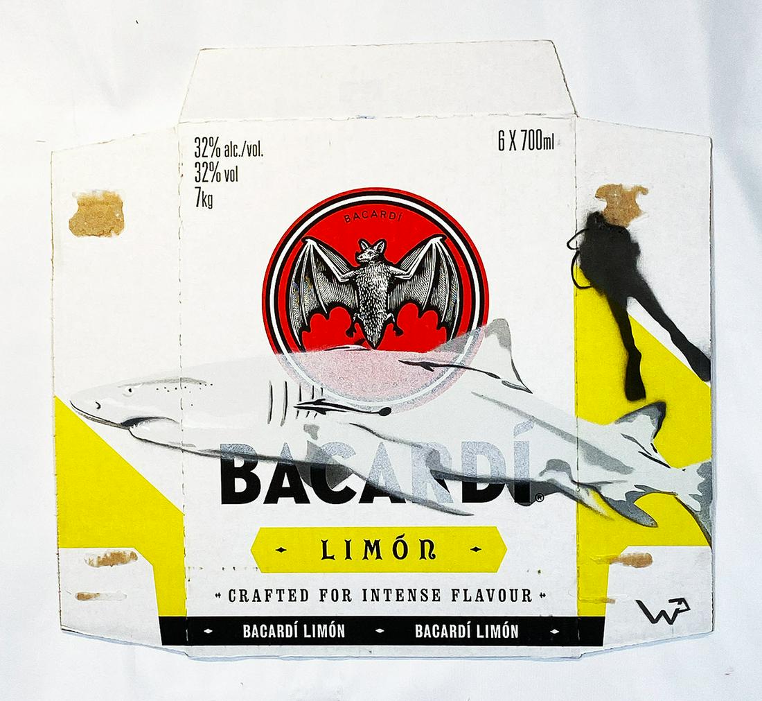 WJP 'Lemon Shark' Original on Cardboard: **HELP STOP THE SPREAD OF COVID-19** 25% of Auction Proceeds will go to