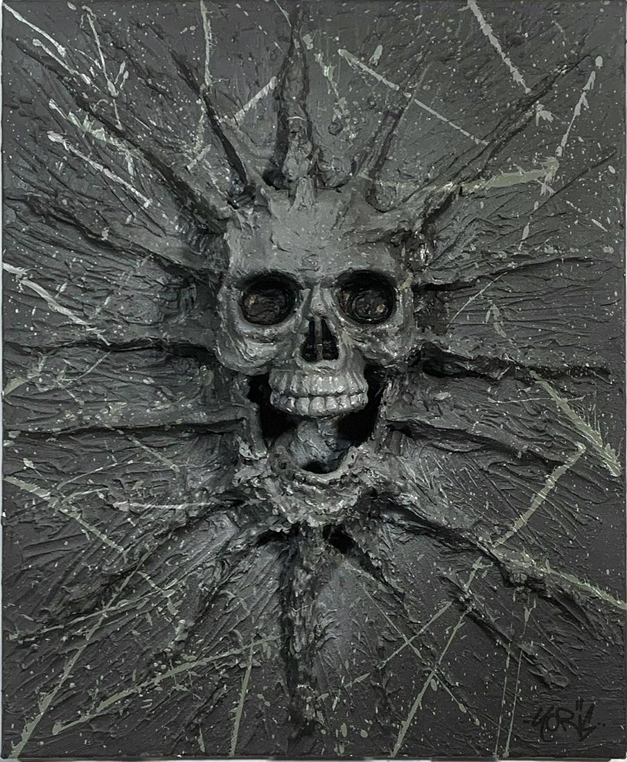YORIS 'Anthracite Skull' Original Mixed-Media on Canvas: **HELP STOP THE SPREAD OF COVID-19** 25% of Auction Proceeds will go to