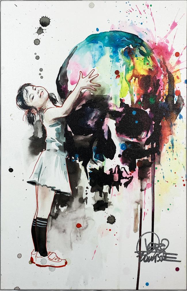 LORA ZOMBIE 'Girls Love Skulls' Print on Canvas Framed (1 of 9)