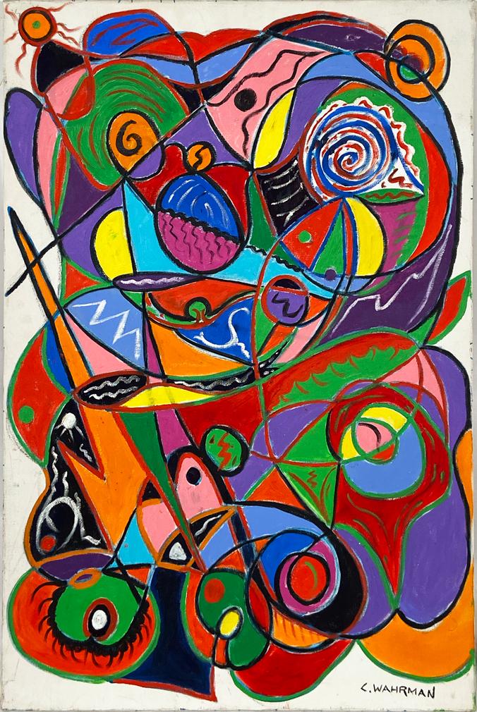 CHARLES WAHRMAN 'Composition 1' Oil on Canvas (1 of 7)