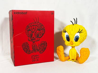 MARK DEAN VECA x KidRobot 'Tweety Bird' Art Figure: 'Tweety Bird' by Mark Dean Veca, 2016 Officially licensed by Warner Bros./Looney Tunes. 8 Inches tall. 8 x 10 x 6 (box) Collectible vinyl art figure based on the beloved cartoon character. New in orig