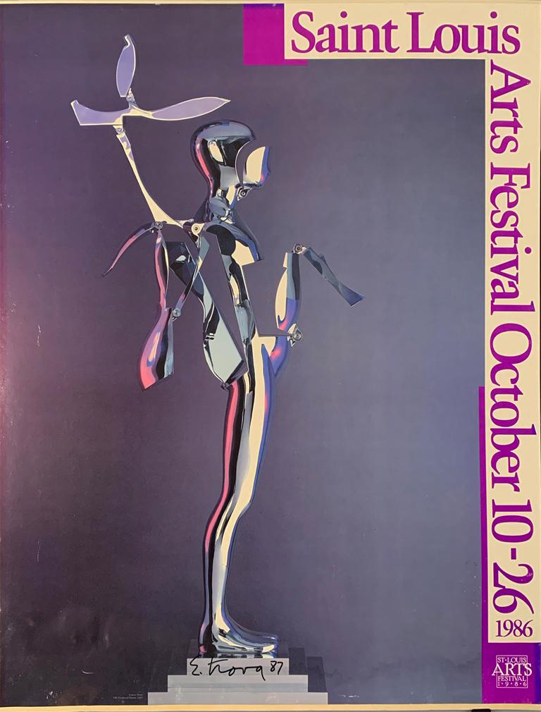 ERNEST TROVA 'Falling Man' St. Louis Arts Festival: ‘Falling Man’ by Ernest Trova, 1987 Original St. Louis Arts Festival poster based on the artist’s most famous original work from 1964. 22” x 28.75 Inches Lithograph print on po