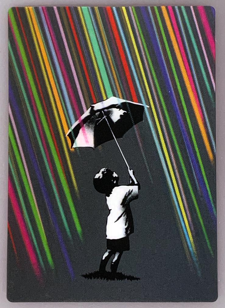 EELUS 'Not Everything is So Black and White' Postcard: 'Not Everything is So Black and White' by Eelus, 2016 Based on his original street art. 4 x 5.75 Inches Multi-color 3D Lenticular postcard. Open Edition Hand-signed by the artist. ARTIST BIO A