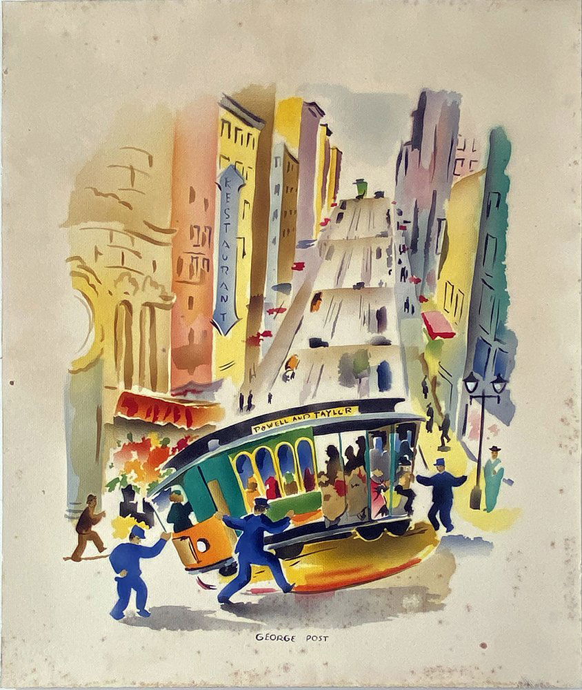 GEORGE POST 'Powell and Taylor' Watercolor on Board (1 of 10)