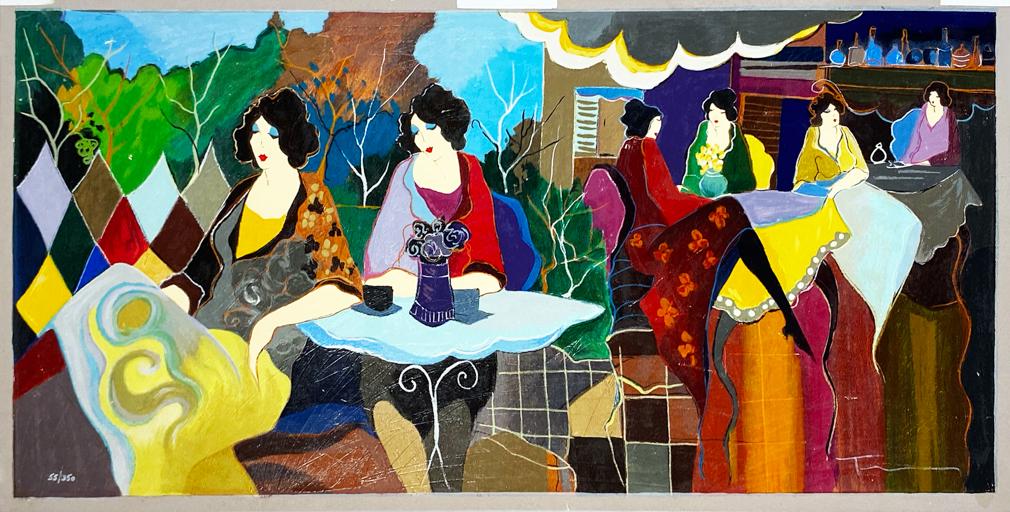 ITZCHAK TARKAY 'Ladies at Café' Serigraph Print (1 of 13)