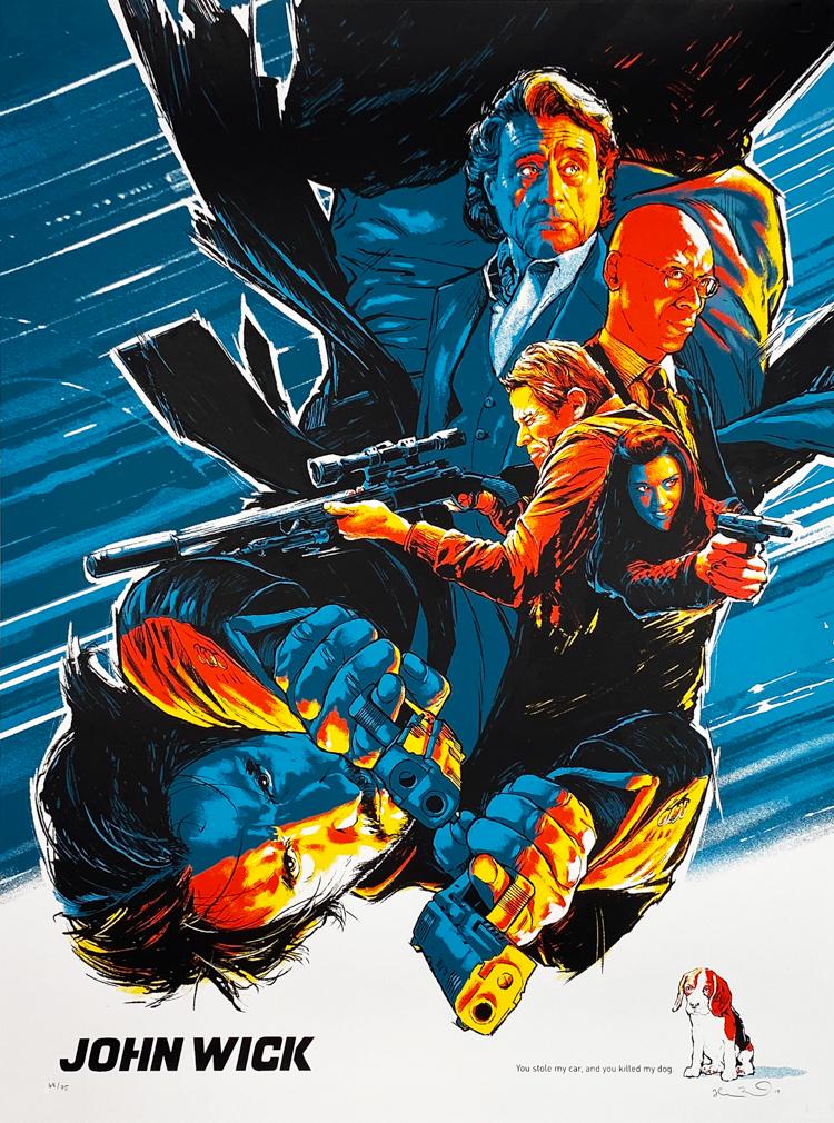 JOSHUA BUDICH 'And You Killed my Dog' Screen Print: 'And You Killed my Dog (John Wick)' by Joshua Budich, 2019 NYCC 2019 Exclusive for Spoke Art. 18 x 24 Inches Hand-pulled screen print on Starch White 320gsm fine art paper. Sold Out Limited Edition (R
