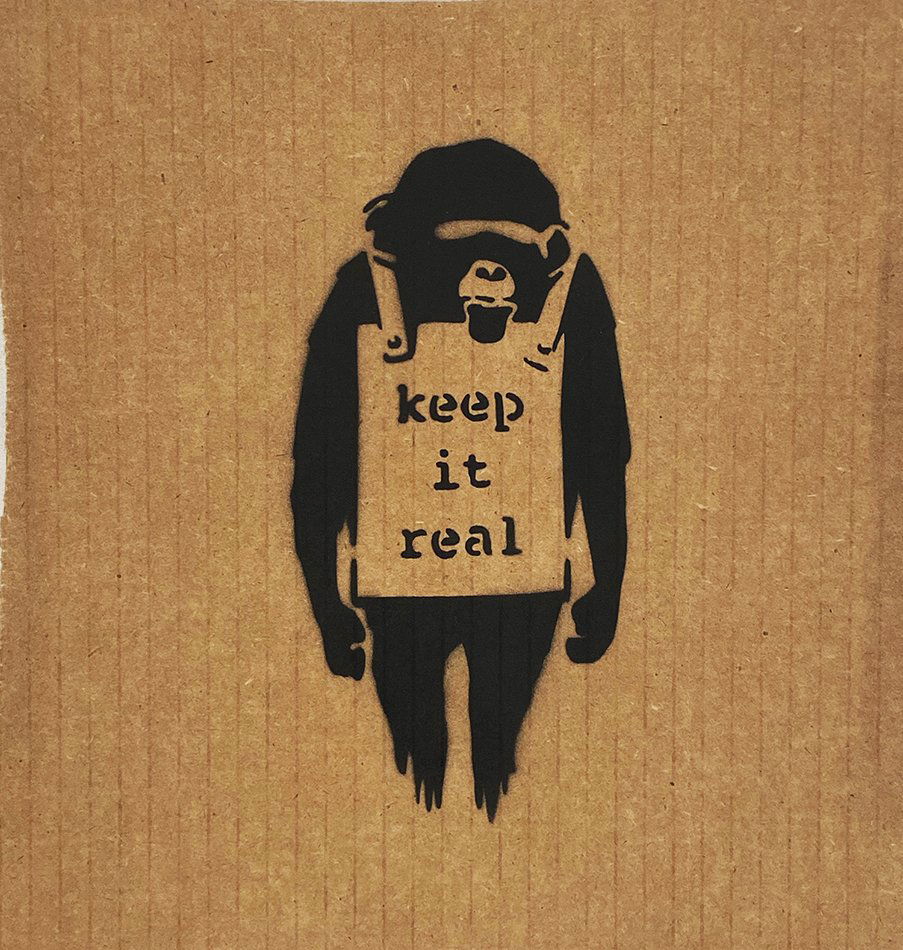 BANKSY 'Keep it Real' (Dismaland) ORIGINAL on Cardboard (1 of 5)
