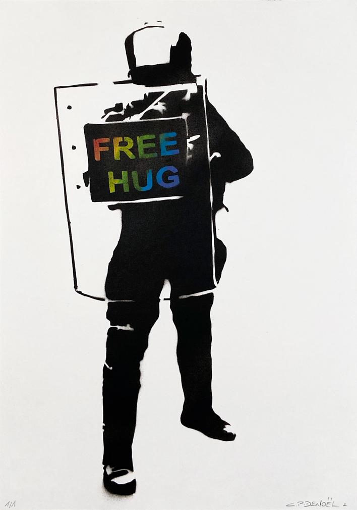 CANNED 'Free Hug' Original Spray/Stencil on Paper (1 of 9)