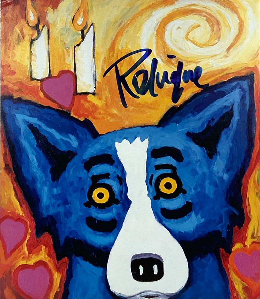 GEORGE RODRIGUE 'Blue Dog (hearts)' on Panel (1 of 9)
