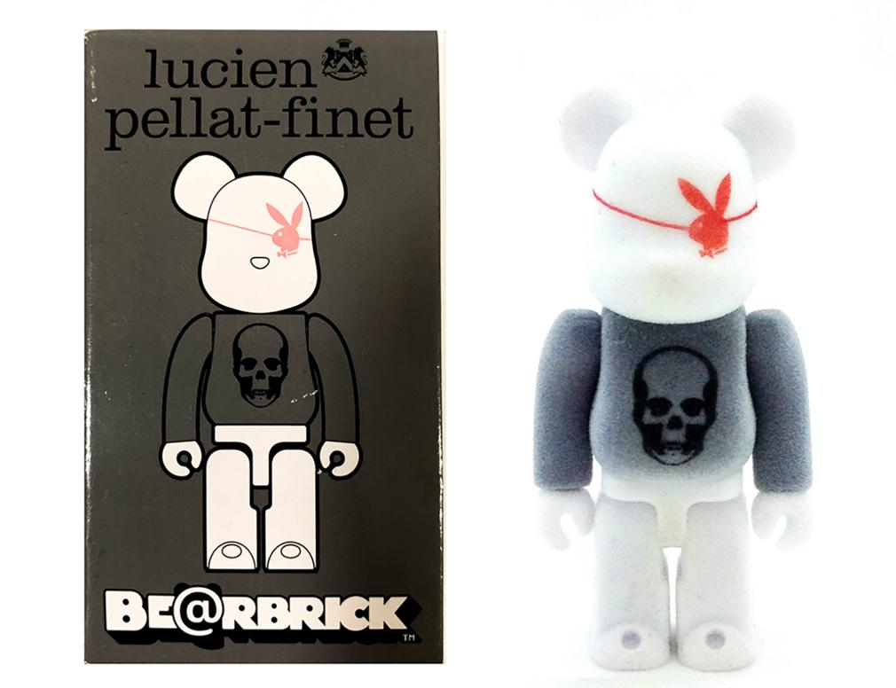 BE@RBRICK 'Playboy' x Lucien Pellat-Finet 100%: 'Playboy x Lucien Pellat-Finet' by Be@rbrick, 2014 100% figure from Medicom Toy. 2.8 Inches Articulated, flocked collectible ABS Art Figure. New in original box. Playboy hologram tamper-proof decal. A