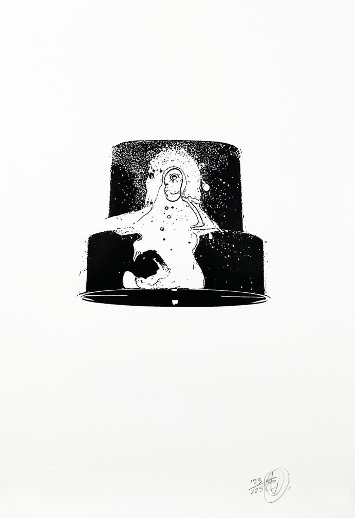 NICK WALKER 'Black Nozzle' Screen Print: 'Black Nozzle' by Nick Walker, 2007 15.75 x 22.75 Inches Screen print on 300gsm Arches fine art paper. Limited Edition of 225 (#153/225) Signed and numbered by the artist with artist's chop. ARTIST BI