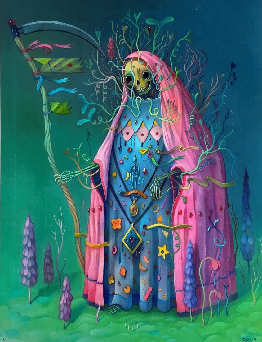 CHARLIE IMMER 'Santa Muerte' RARE XL Canvas Print (1 of 9)