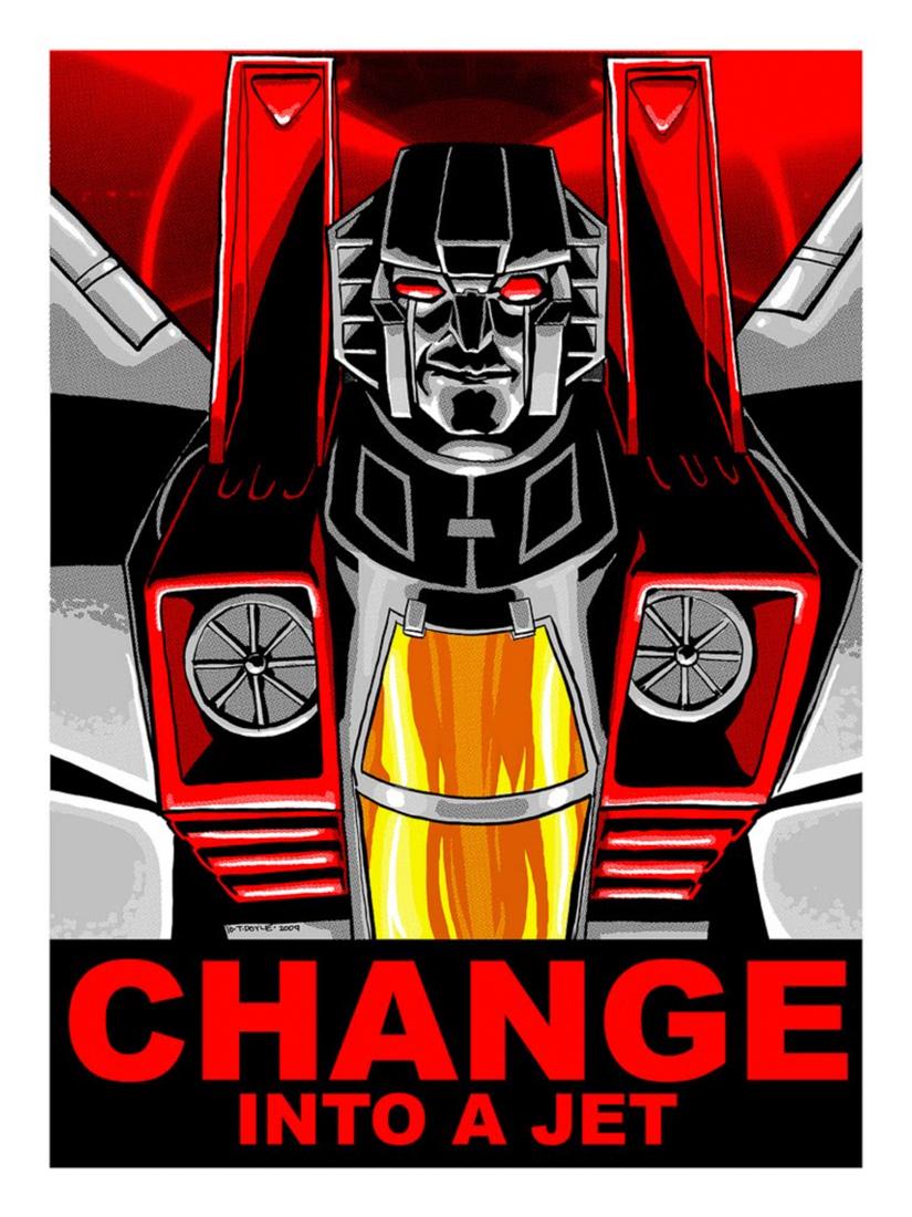 TIM DOYLE 'Change into a Jet' Screen Print: 'Change into a Jet' by Tim Doyle, 2009 18 x 24 Inches Screen print on bright white 300gsm fine art paper. Limited Edition of 70 (#54/70) Signed and numbered by the artist. ARTIST BIO Tim Doyle is a