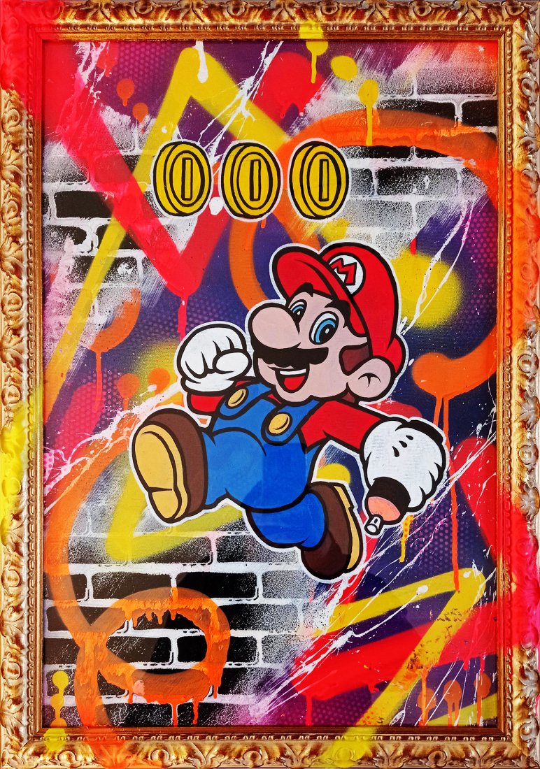 DOPEDOUT M 'Dopedout Mario' Original on Canvas Framed (1 of 9)