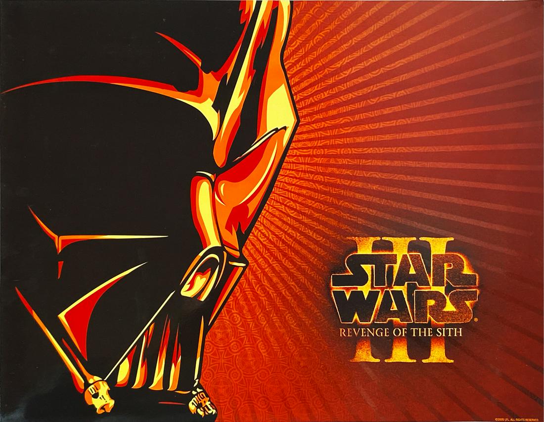 SHEPARD FAIREY 'SW: Revenge of Sith' Promotional Print: 'Star Wars: Revenge of the Sith' by Shepard Fairey, 2005 Collab. with LucasFilm and Best Buy. (free with purchase of DVD or 'SW: Battlefront II' video game) 11 x 14 Inches Offset lithograph on high-gl