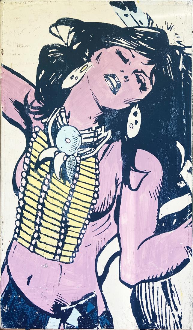 FAILE 'Indian' Original on Wooden Box: 'Indian: Wooden Box NYC' by Faile, 2007 20 x 12 x 2 Inches Rare, large, hand-painted acrylic over silkscreen on hand-crafted wooden box. Original artwork (#1/1) From the artist's first NYC show "Nothi