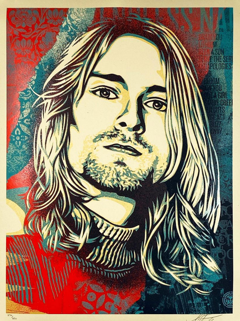 SHEPARD FAIREY 'Kurt Cobain' RARE Screen Print (1 of 6)