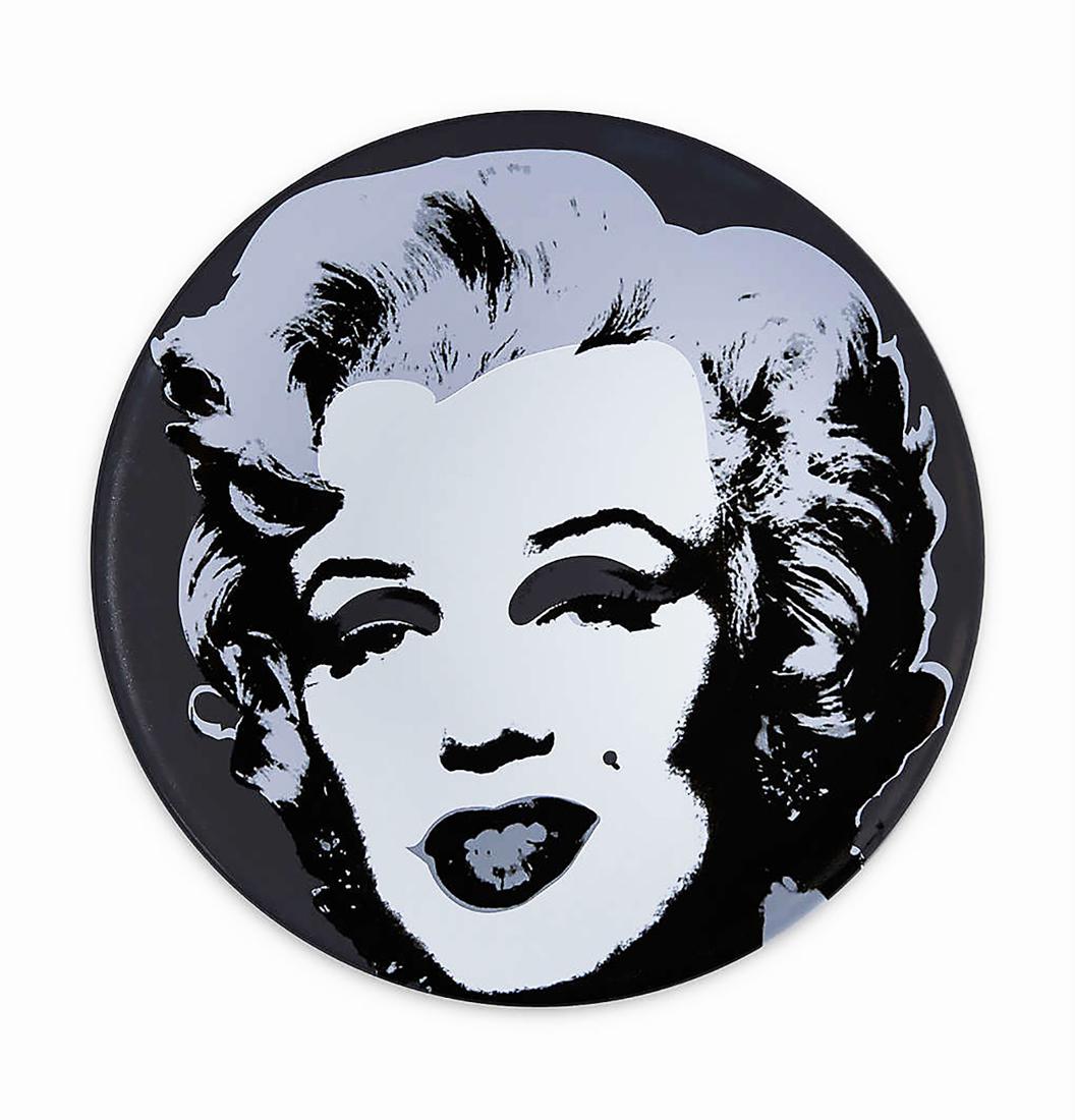 ANDY WARHOL x Ligne Blanche 'Black Marilyn' Porcelain: 'Black Marilyn' by Andy Warhol, 2020 Officially licensed plate from the Warhol Foundation by Ligne Blanche. Based on Warhol's original work from 1967. 8.5 Inches dia. (plate) 8.75 x 8.75 x 1.75 Inches