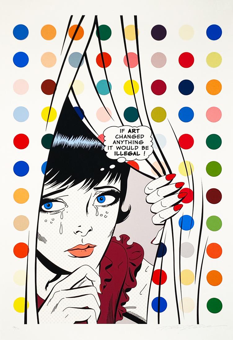 PETER STARK 'Illegal Hirst' Giclée Print: 'Illegal Hirst' by Peter Stark, 2019 Homage to Pop Art legend Damien Hirst. 23.5 x 33 Inches Real giclée print with pigment inks on 320gsm Archival Matte fine art paper. Limited Edition of only 1